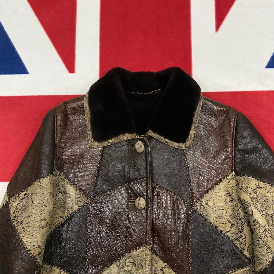 패치워크 양가죽 하프코트 실측 100 상품이미지3