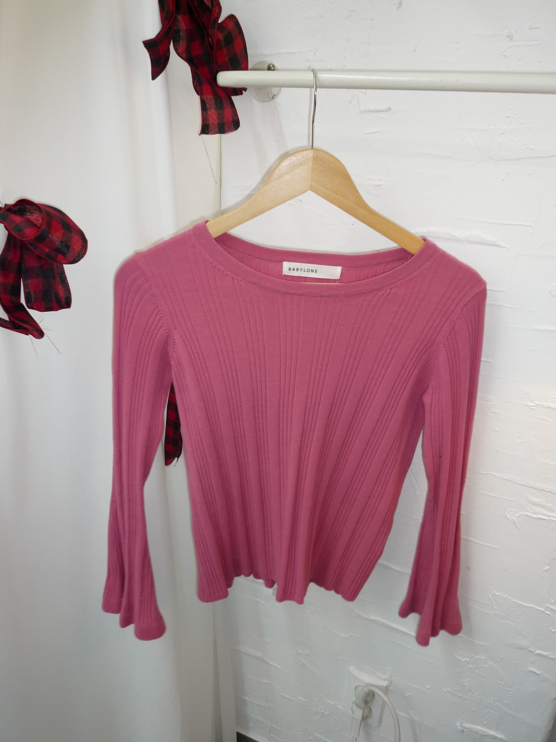 flared cuff pink knit 상품이미지5