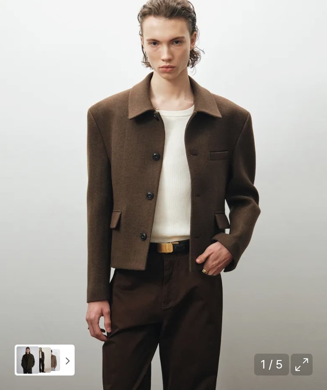 [52] 노이어 헤비 울 스트라이프 크롭 자켓 새상품 상품이미지1