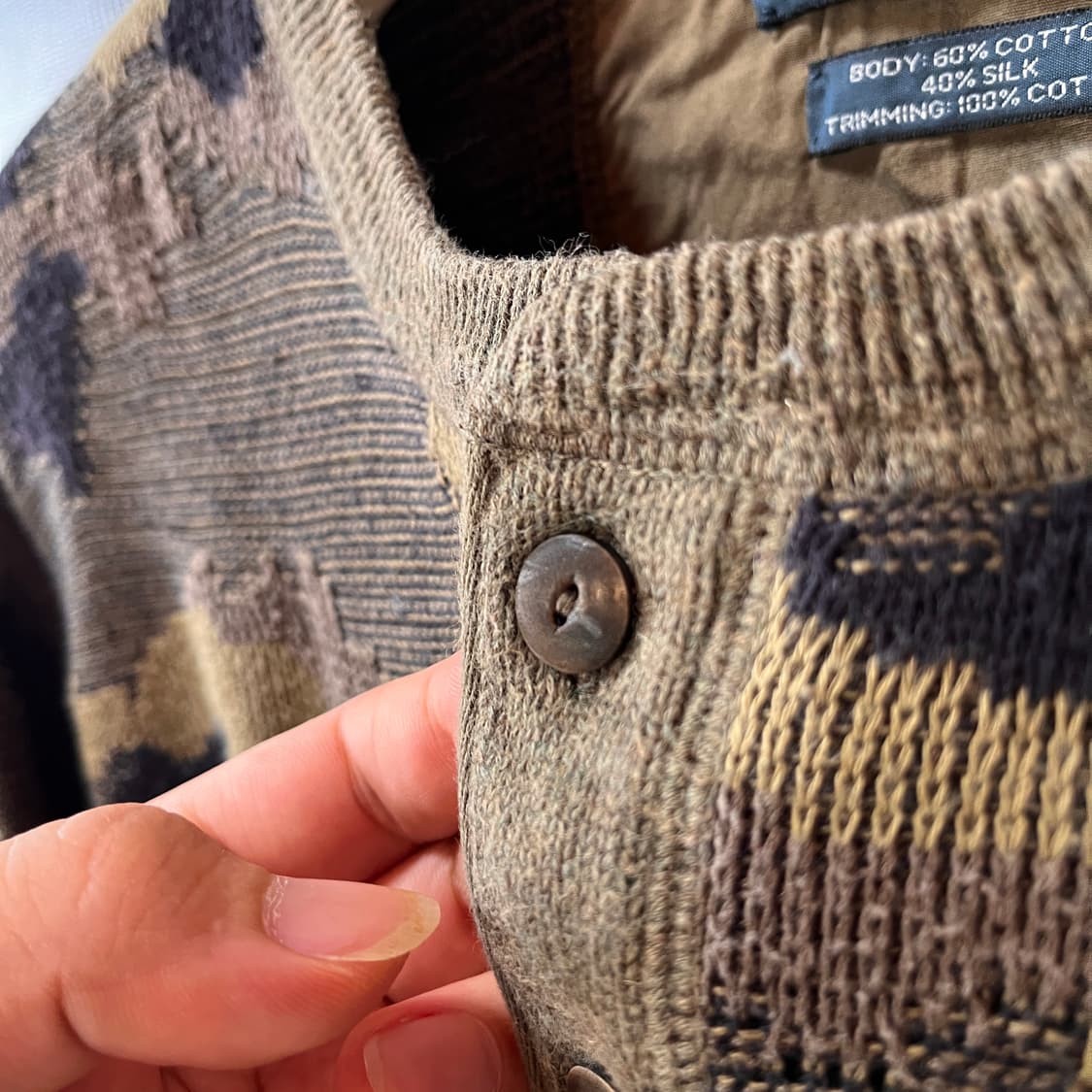 아카이브 폴로 랄프로렌 멀티 스트럭쳐 자카드 코튼/실크 카모 헨리넥 상품이미지7