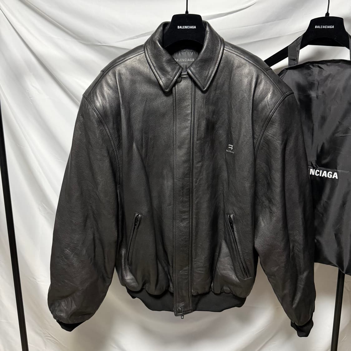 [S급/오버핏XS] 23FW 발렌시아가 택시 블루종 자켓 블랙 풀구성 상품이미지1
