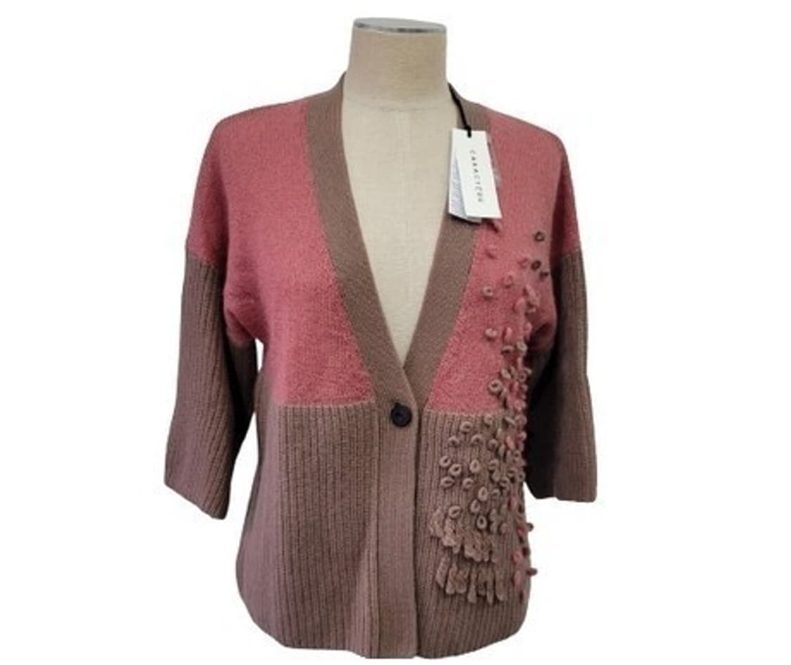 이태리  까라떼레 투톤 캐시미어함유 가디건 7부 M 새상품 상품이미지1