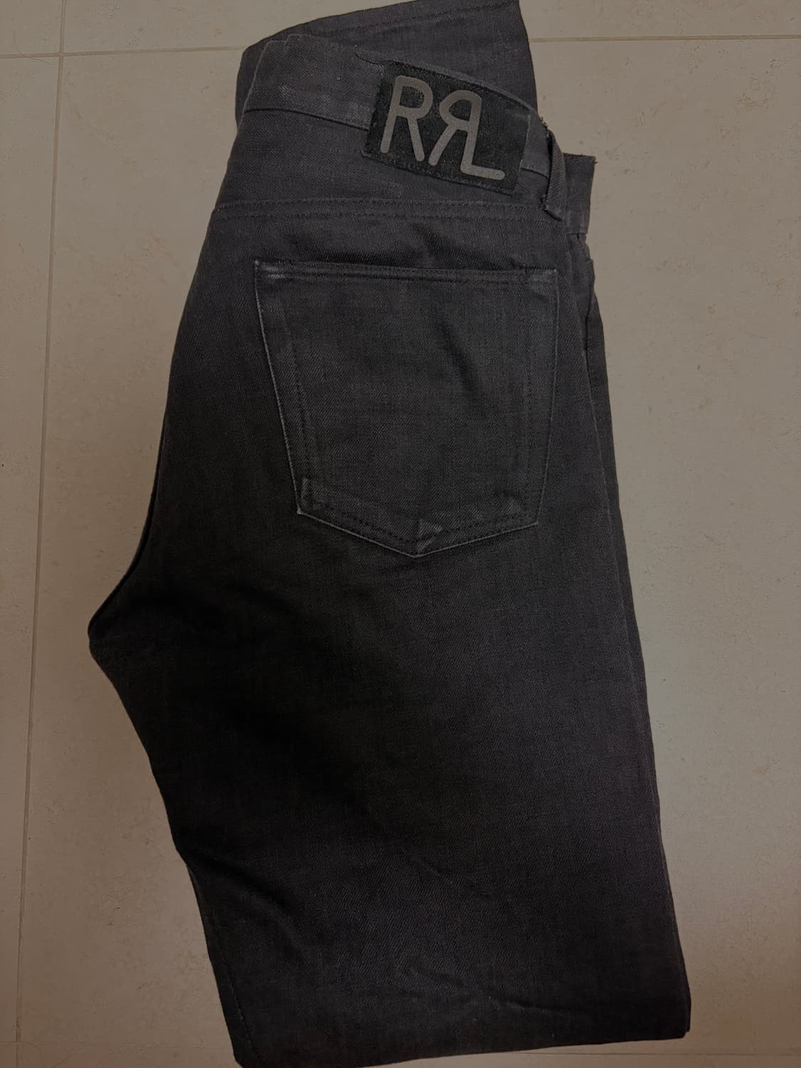 RRL 블랙 온 블랙 슬림핏 셀비지진 30X32 상품이미지3