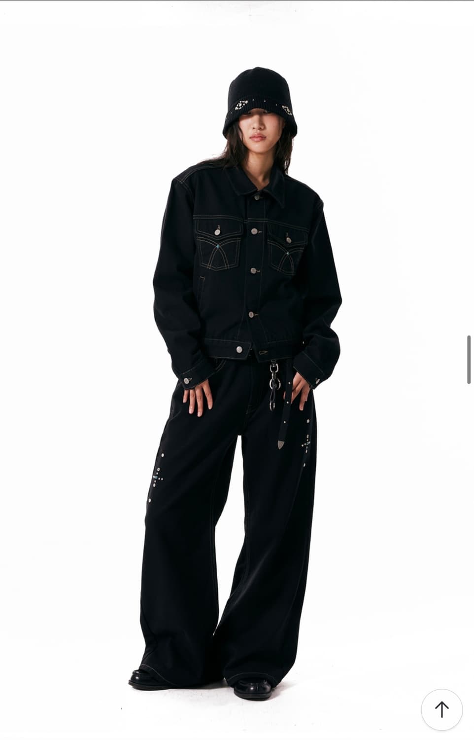 Western Studded Cotton Pants (Black) 1 상품이미지1