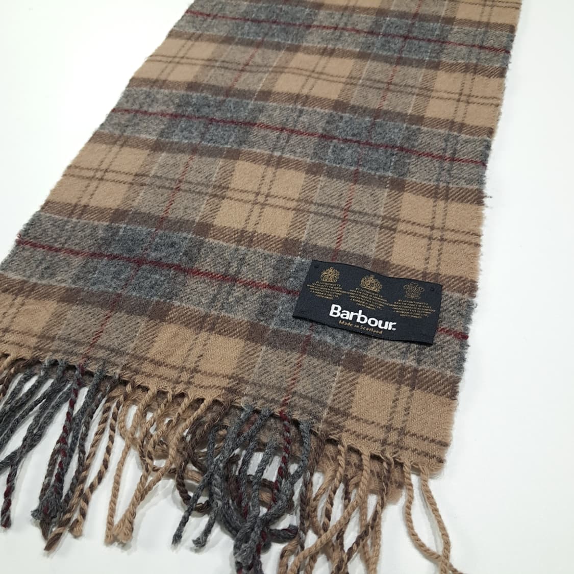 MX620 바버 90s 스코틀랜드판 램스울 클래식타탄 베이지 머플러 목 상품이미지4