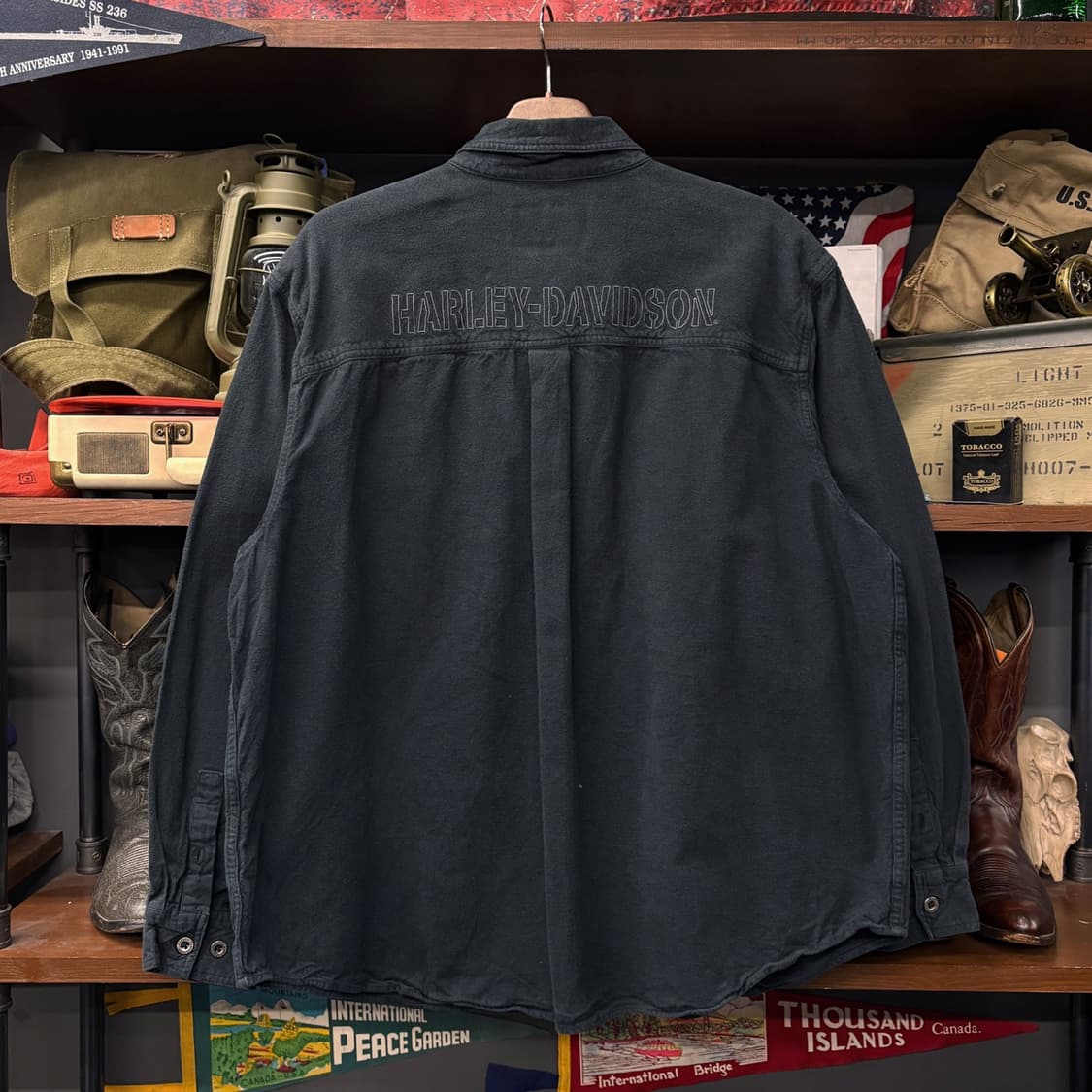 00s 할리데이비슨 플랩포켓 시그니처 패치 헤비코튼 셔츠 N280 상품이미지2