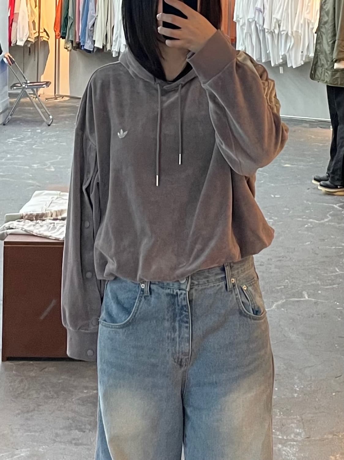 아디다스 아디브레이크 벨루어 퍼플그레이 후디 H1479 상품이미지1