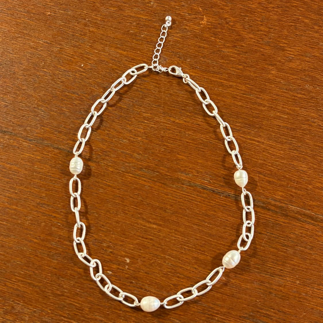 새상품 신주 실버코팅 진주체인 목걸이 상품이미지1