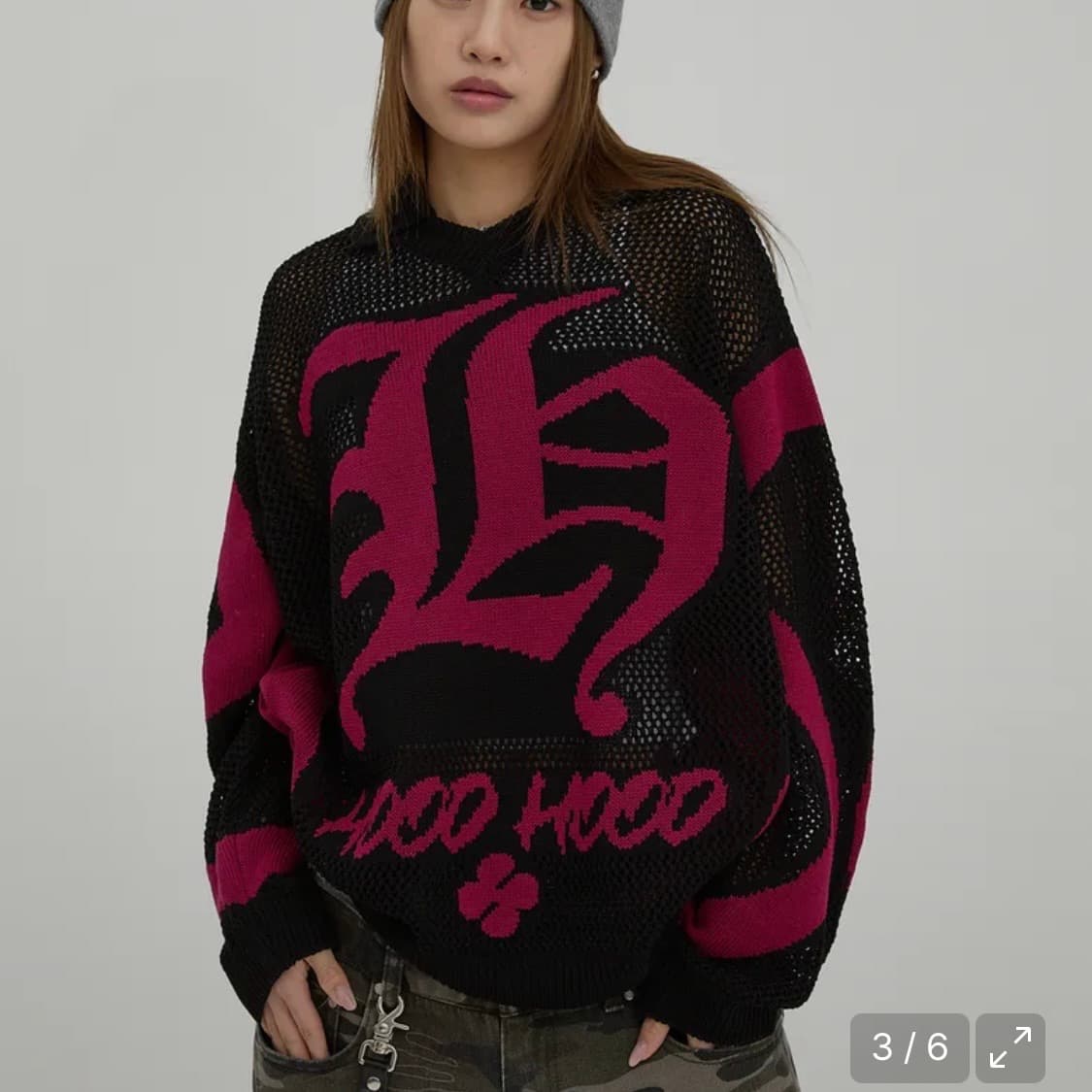 후드후드 H 카라 스카시 니트 블랙 상품이미지1