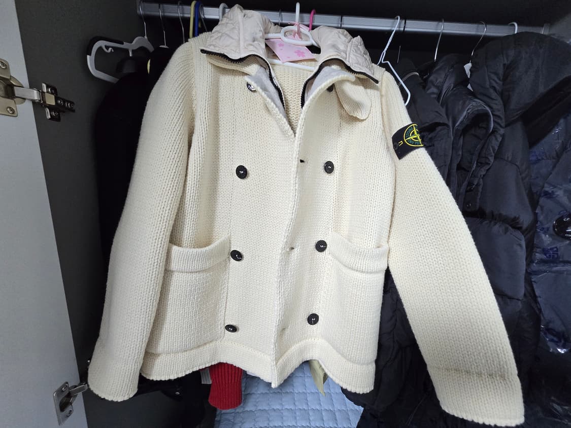 스톤아일랜드 가디건 남성 니트 후드(탈부착) 아이보리  상품이미지1