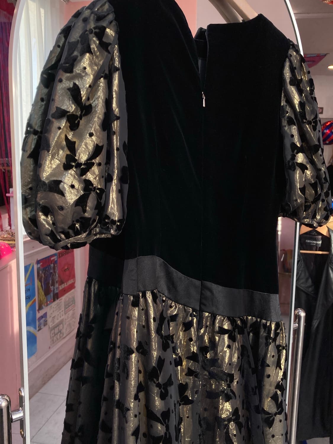 블랙 벨벳 리본 퍼프 원피스 상품이미지6