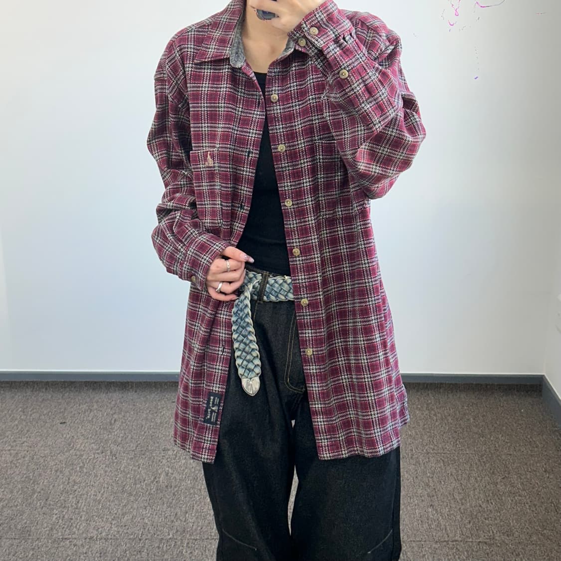 Bean pole 빈폴 레드 체크 롱 셔츠 상품이미지2