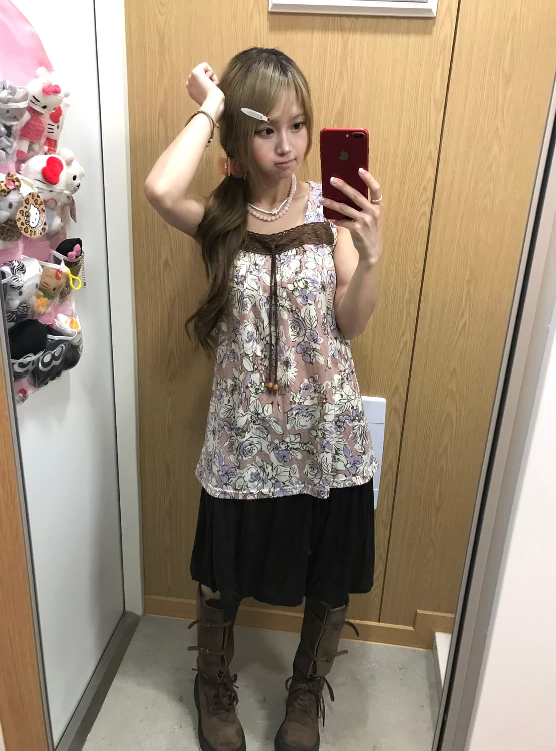 브라운 니혼진 모리걸 레이스 플라워 코디세트 상품이미지3