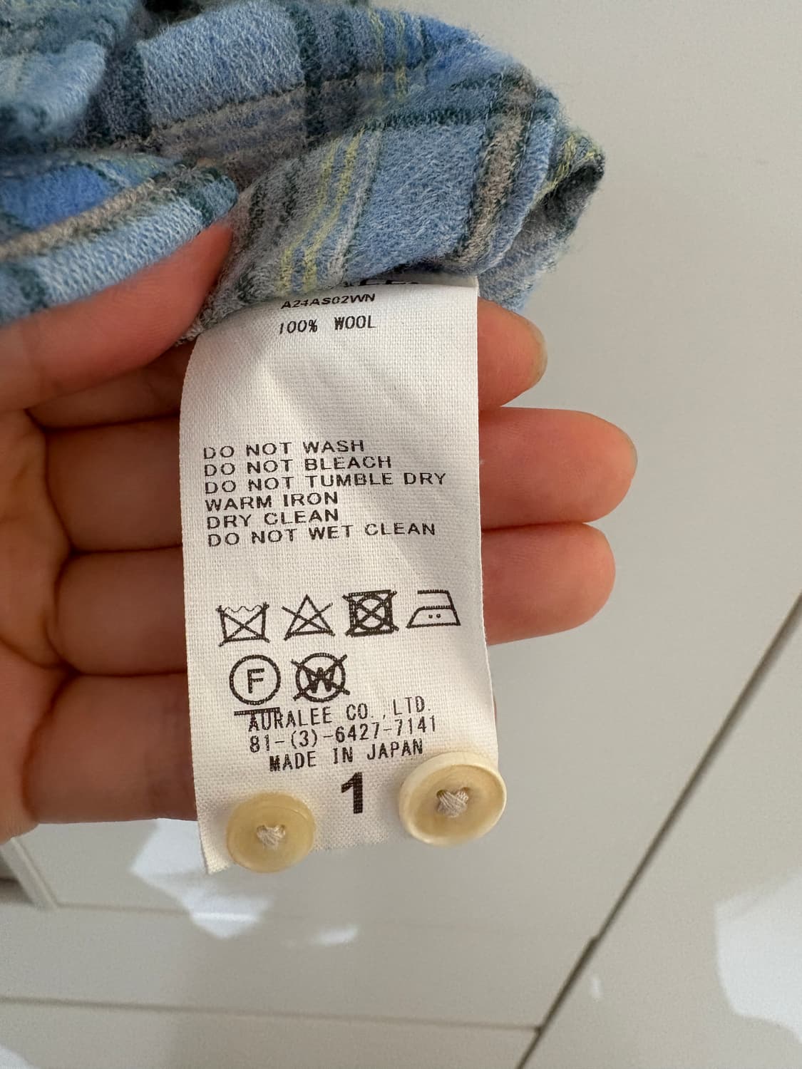 Auralee 여성 울체크셔츠 1사이즈 상품이미지4