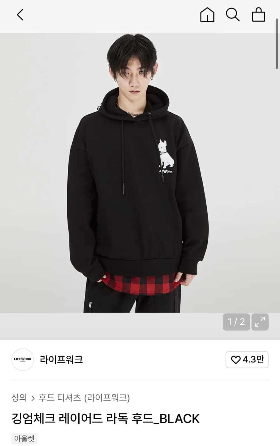 라이프워크 깅엄체크 레이어드 라독 후드티 상품이미지8