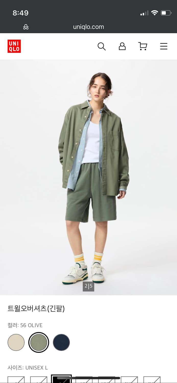 유니클로u 트윌 오버셔츠 올리브 M 상품이미지2