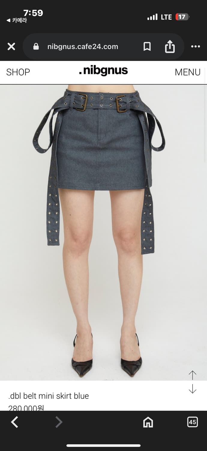 닙그너스 .dbl belt mini skirt blue 상품이미지1