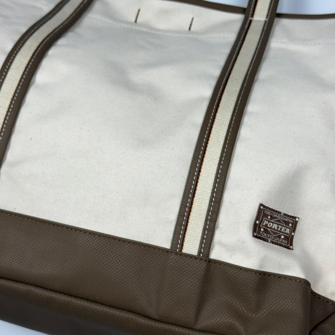 요시다포터 걸 토트백 화이트/브라운 L 상품이미지4