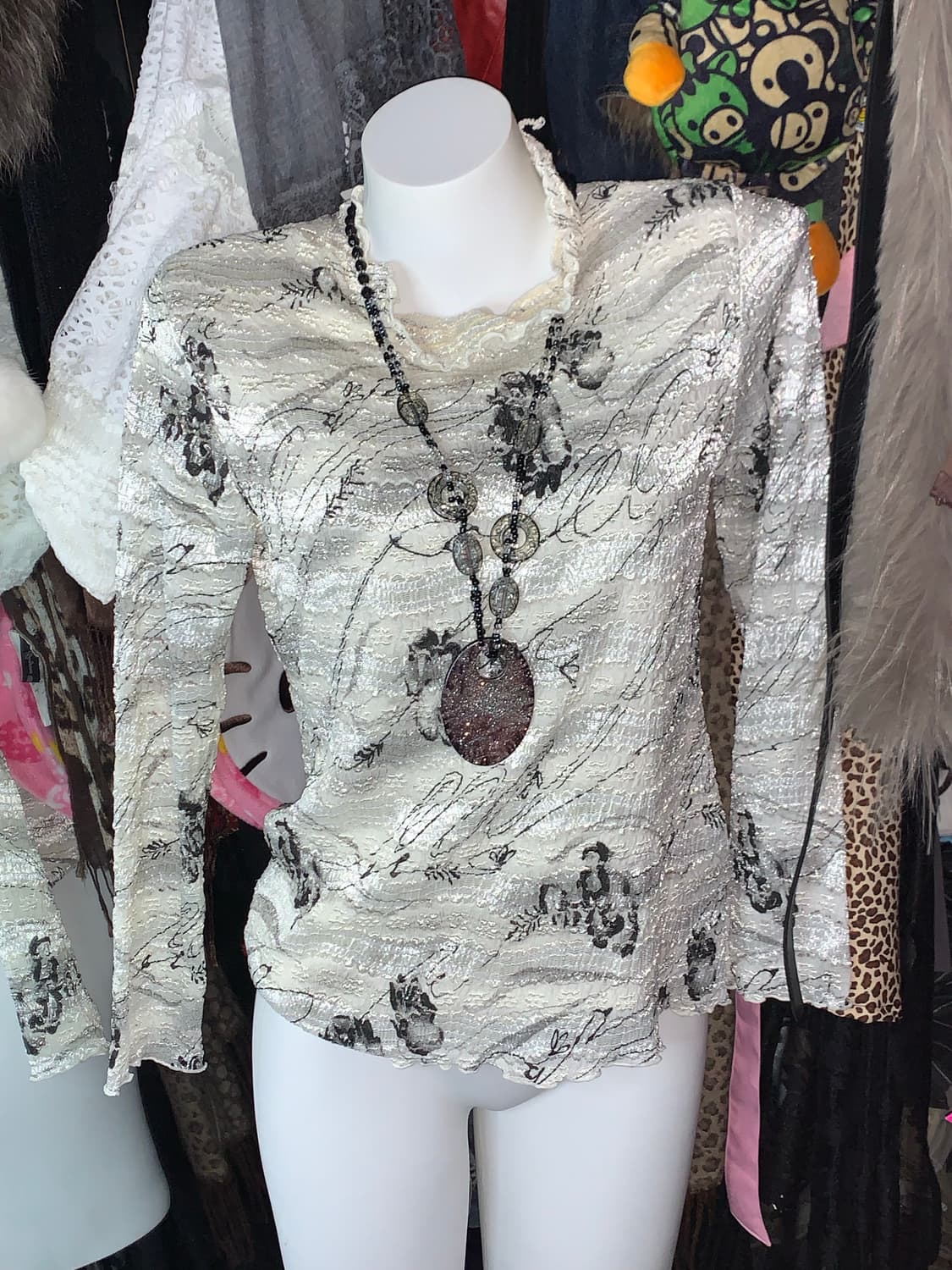 오리엔탈 셔링 플라워 블라우스 상품이미지1