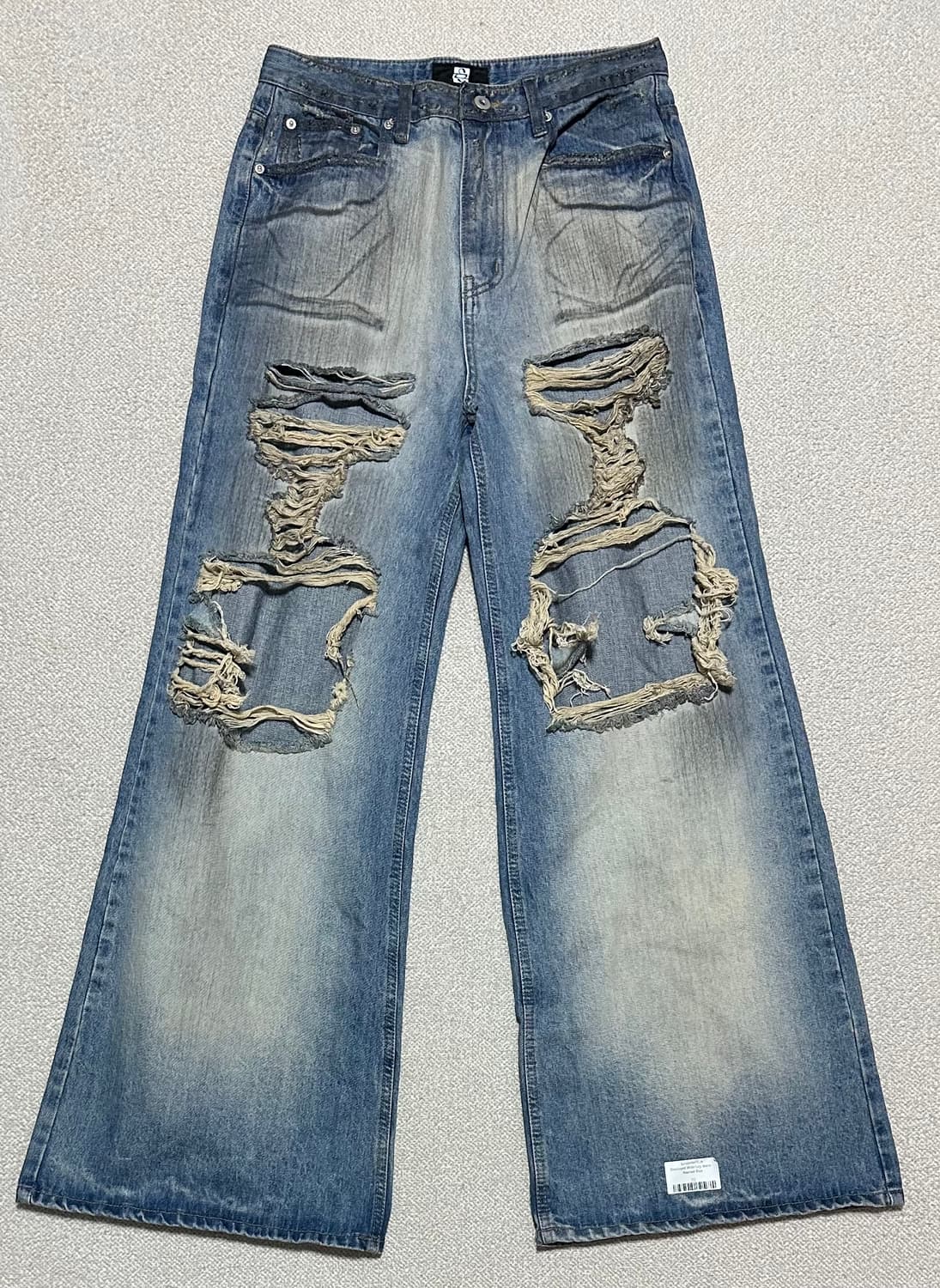 선데이오프클럽 워싱 디스트로이드 와이드 팬츠 상품이미지3