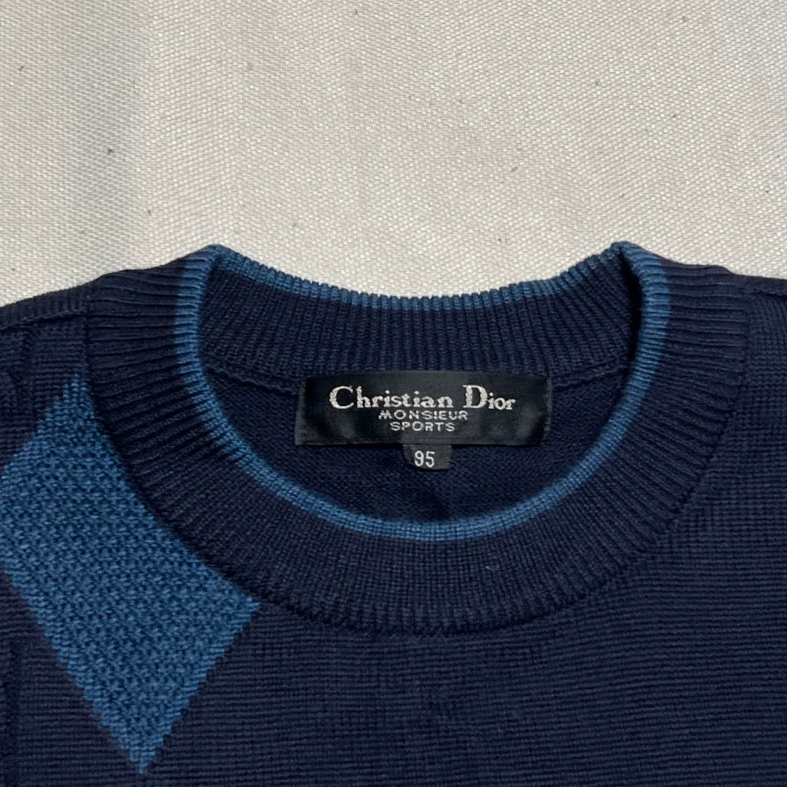 95 크리스찬 디올 아가일 패턴 네이비 울 니트 상품이미지4