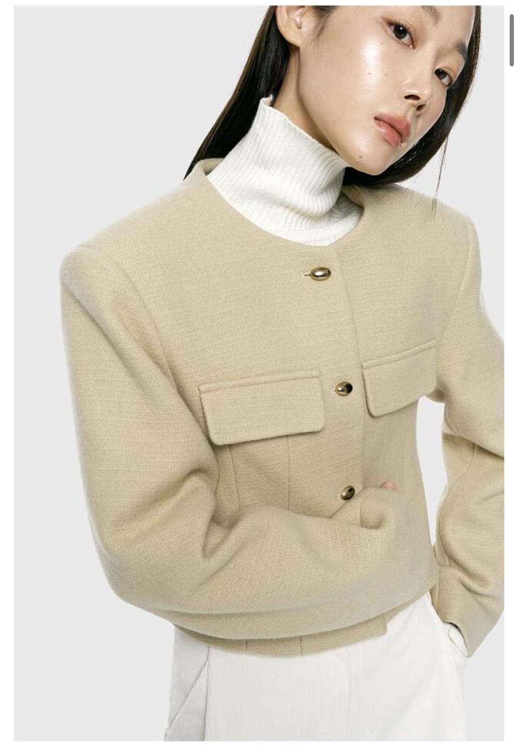 아르카익 round pad crop jacket_yellow beige 상품이미지2