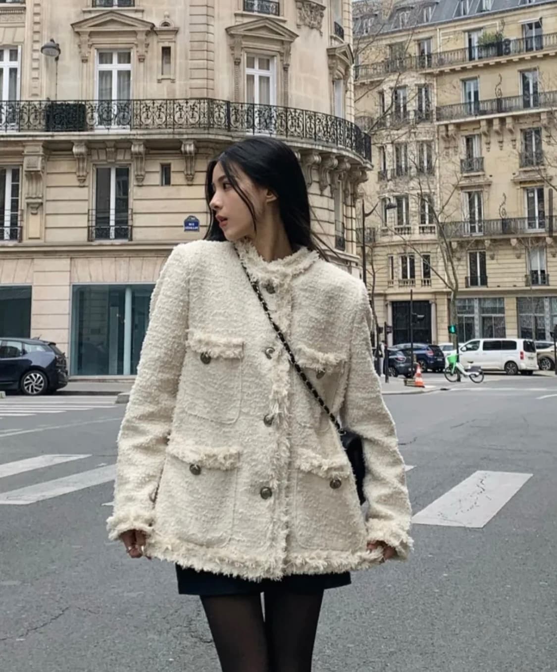 카키포인트 아이보리 트위드 자켓 (롱)  상품이미지3