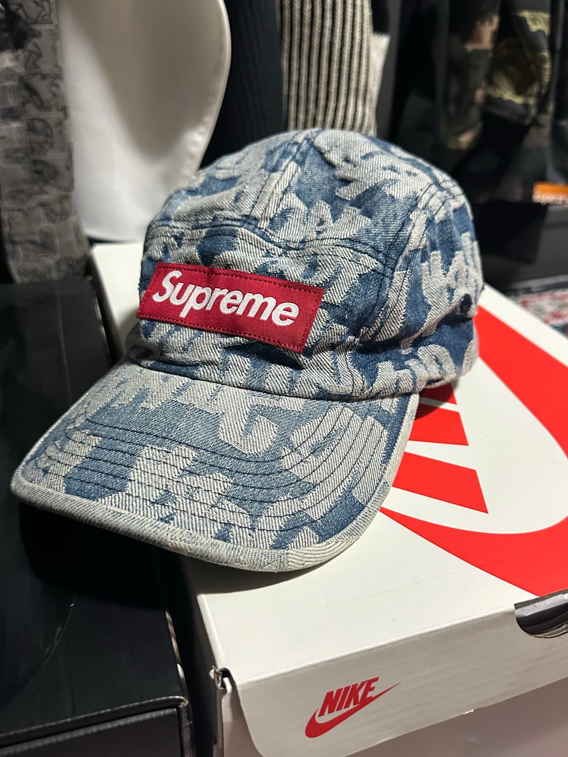 Supreme 자카드 데님 캠프캡 블루 상품이미지1
