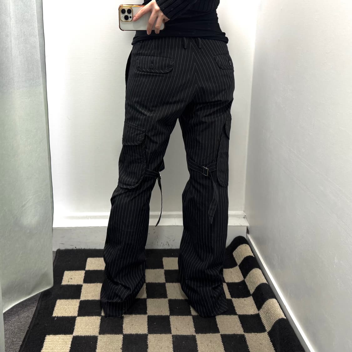아담엣로페 블랙 스트라이프 카고팬츠 상품이미지3