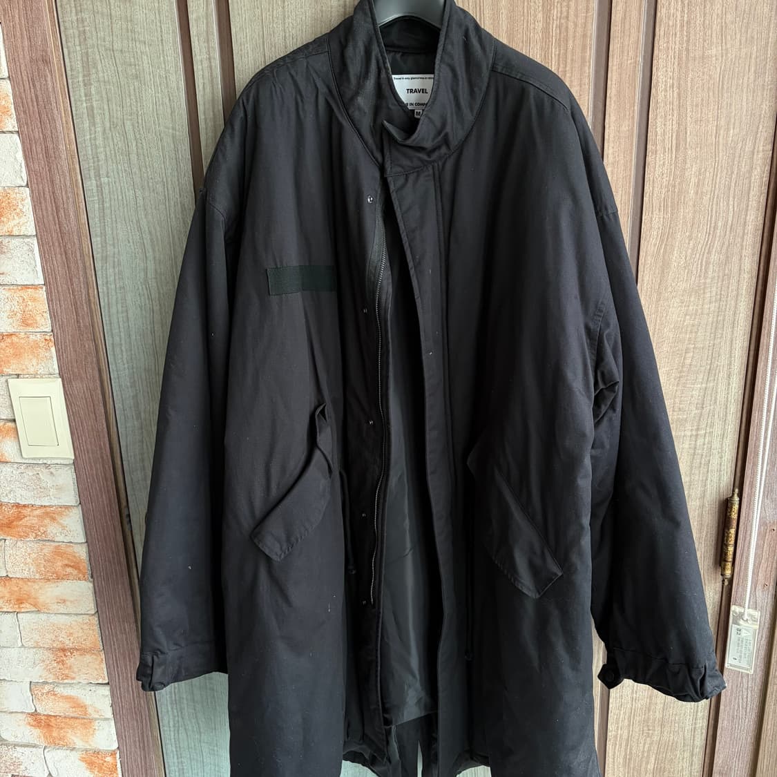 (M) 트래블 야상 피쉬테일 코트 블랙 상품이미지1