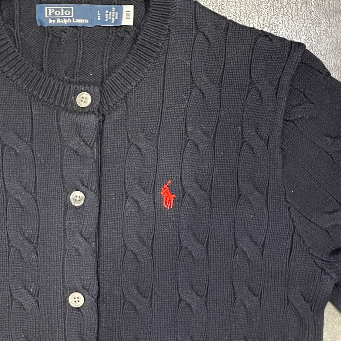 [IM] polo 폴로랄프로렌 꽈배기 블랙 반팔 가디건 니트 상품이미지3