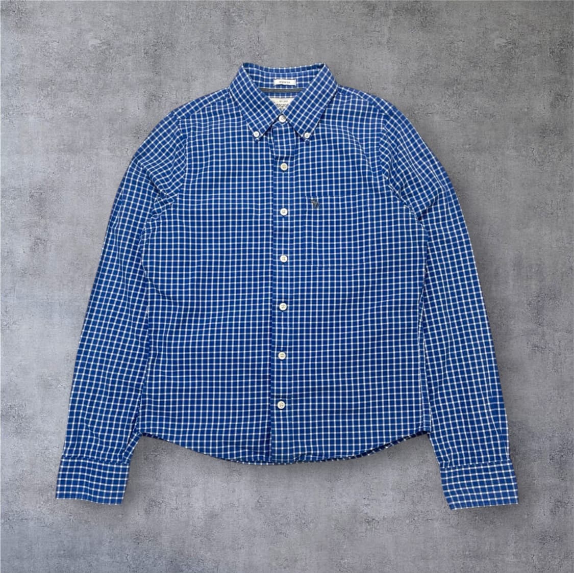 아베크롬비 Abercrombie&Fitch 블루 체크 머슬핏 셔츠 S 상품이미지1