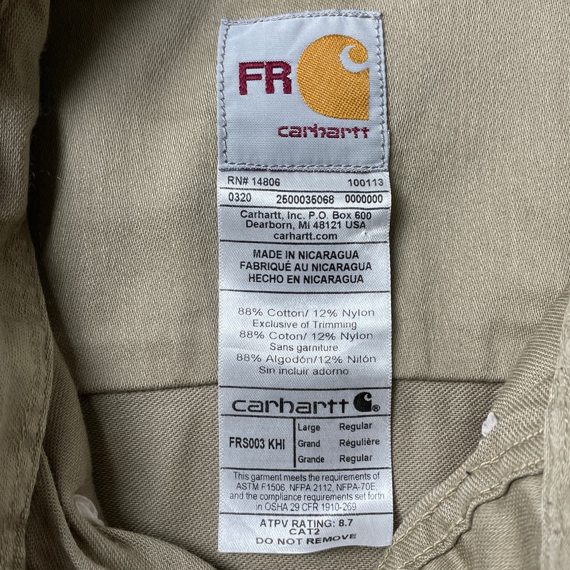 CARHARTT 칼하트 빈티지 베이지 코튼 워크셔츠 A00415 상품이미지10