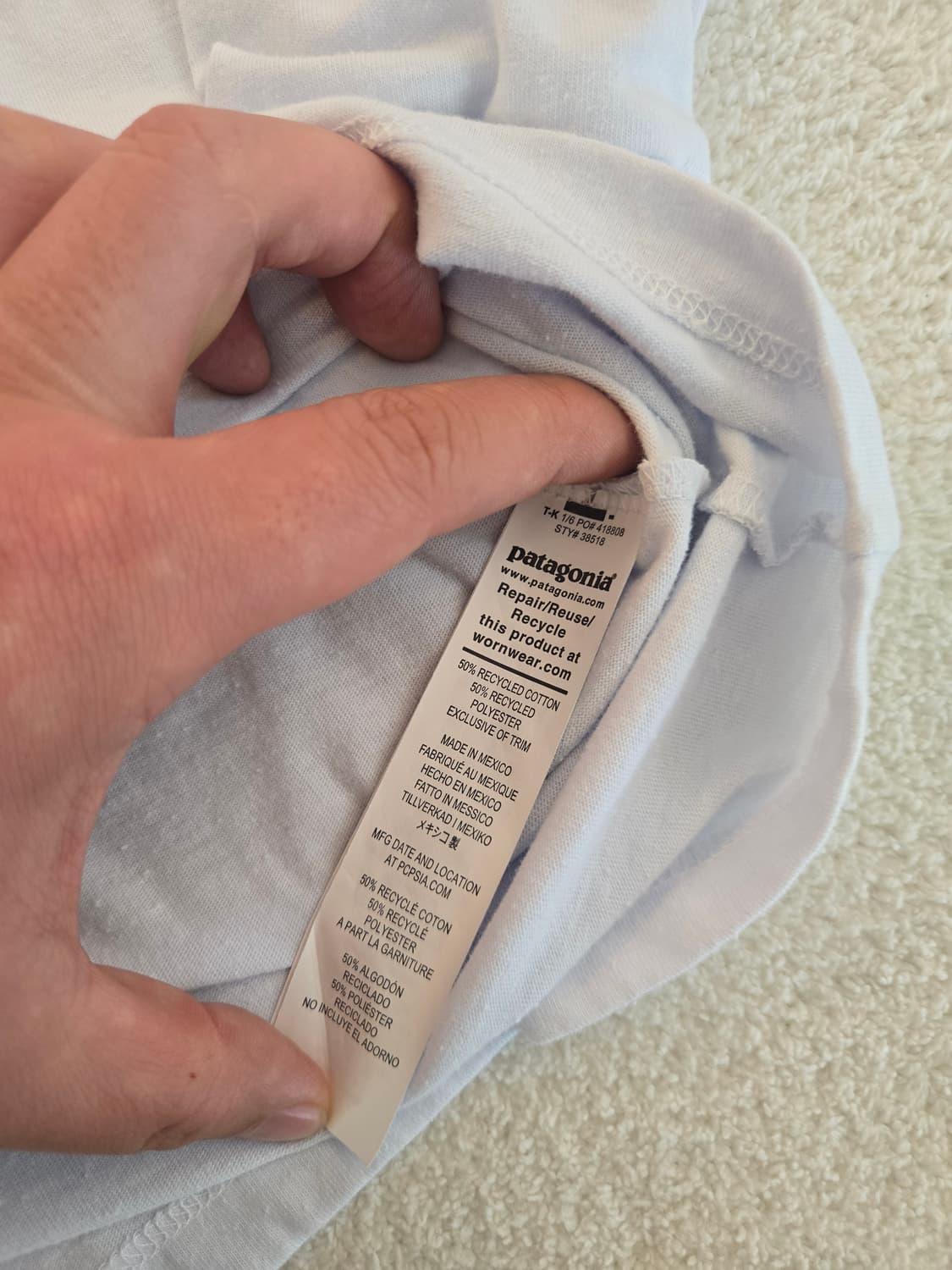 파타고니아 긴팔 슬라브티셔츠 하늘색(흰색에 가까움) S 상품이미지4