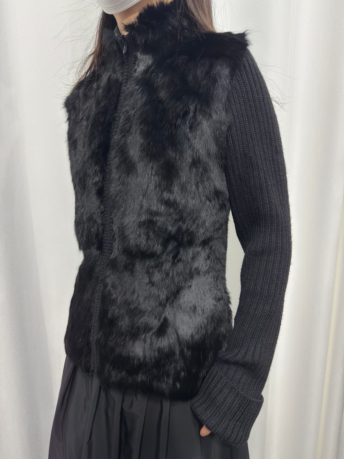 rabbit fur detail knit zipup 상품이미지5