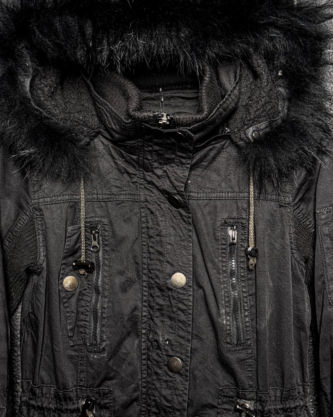 Fur Hooded Black Field Jacket 상품이미지4