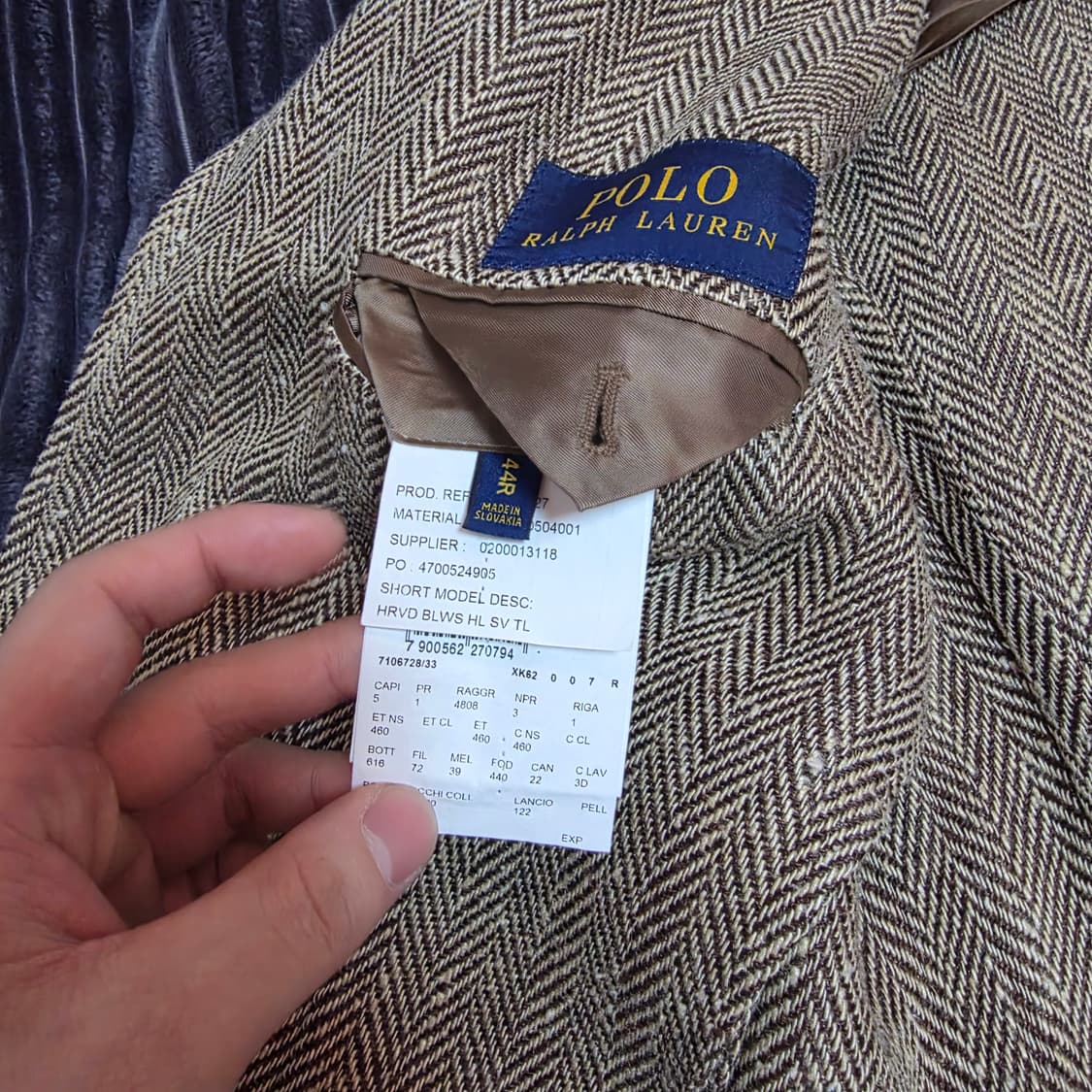 폴로 린넨실크 RL67 헤링본투피스 브라운 자켓 44R 상품이미지3