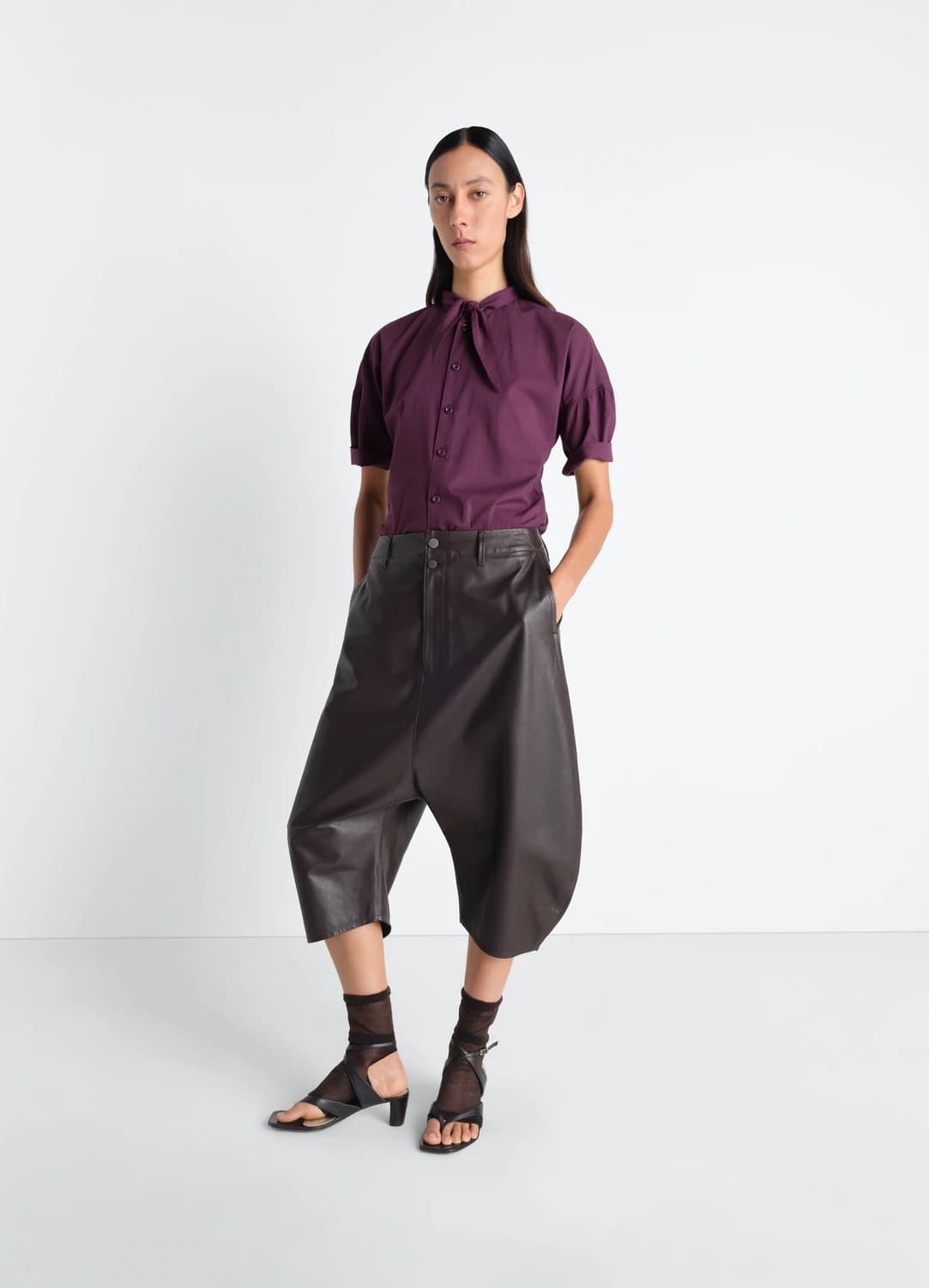 [34,36,38]르메르 26ss FOULARD 스카프 셔츠/그레이프 상품이미지1