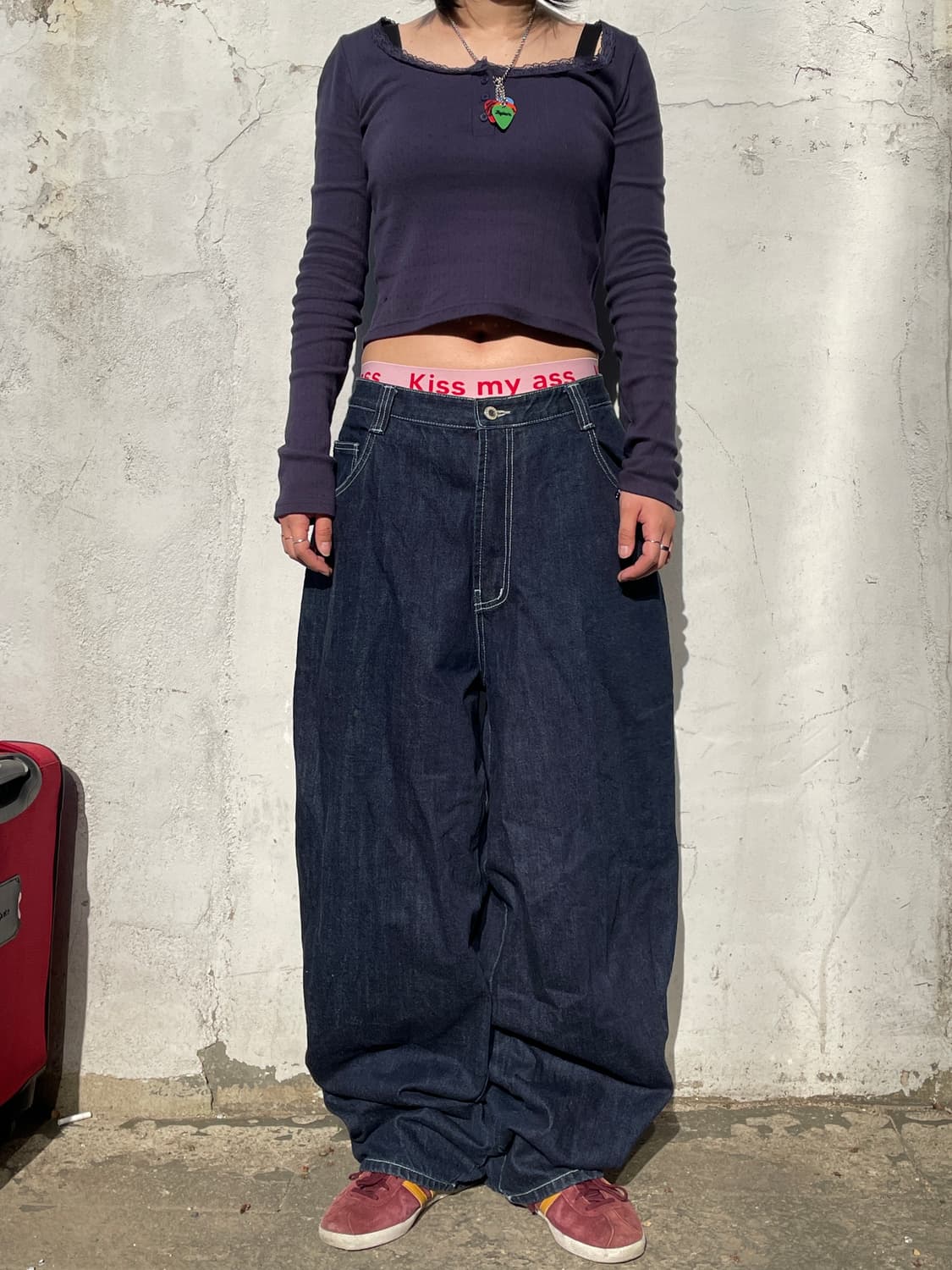 90s 펫팜 카펜터 자수 와이드 데님 청바지 올드스쿨 힙합 팬츠 XXL 상품이미지2