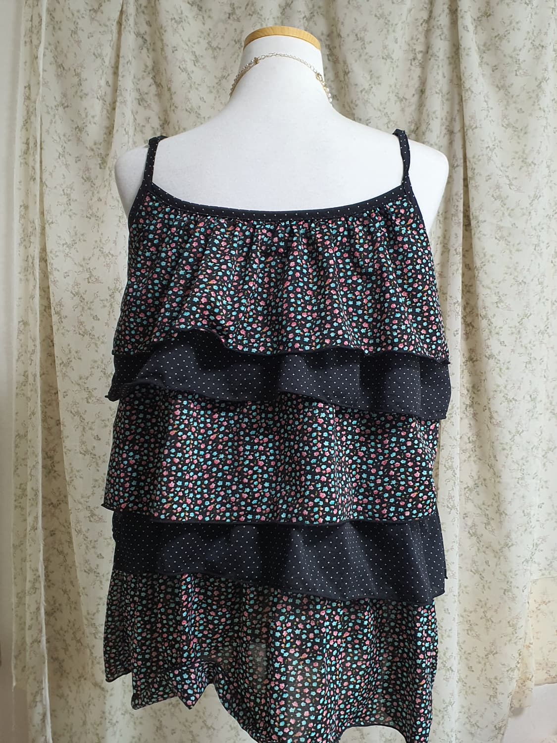 [일본빈티지] 플라워 프린트 레이어드 끈 나시 원피스 상품이미지3