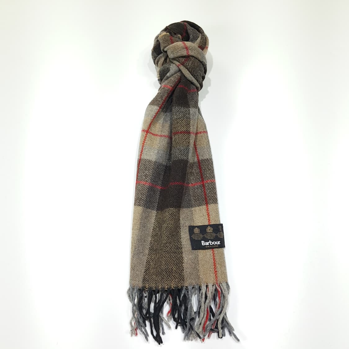 MX540 바버 90s 스코틀랜드판 울 타탄체크 브라운 머플러 목도리 상품이미지5