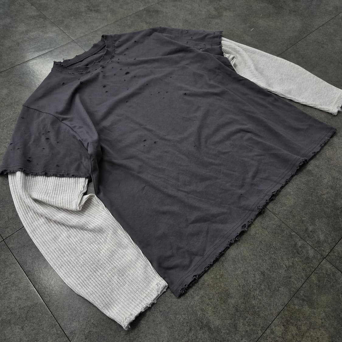 빈티지 와플 긴팔 레이어드 티셔츠 상품이미지5