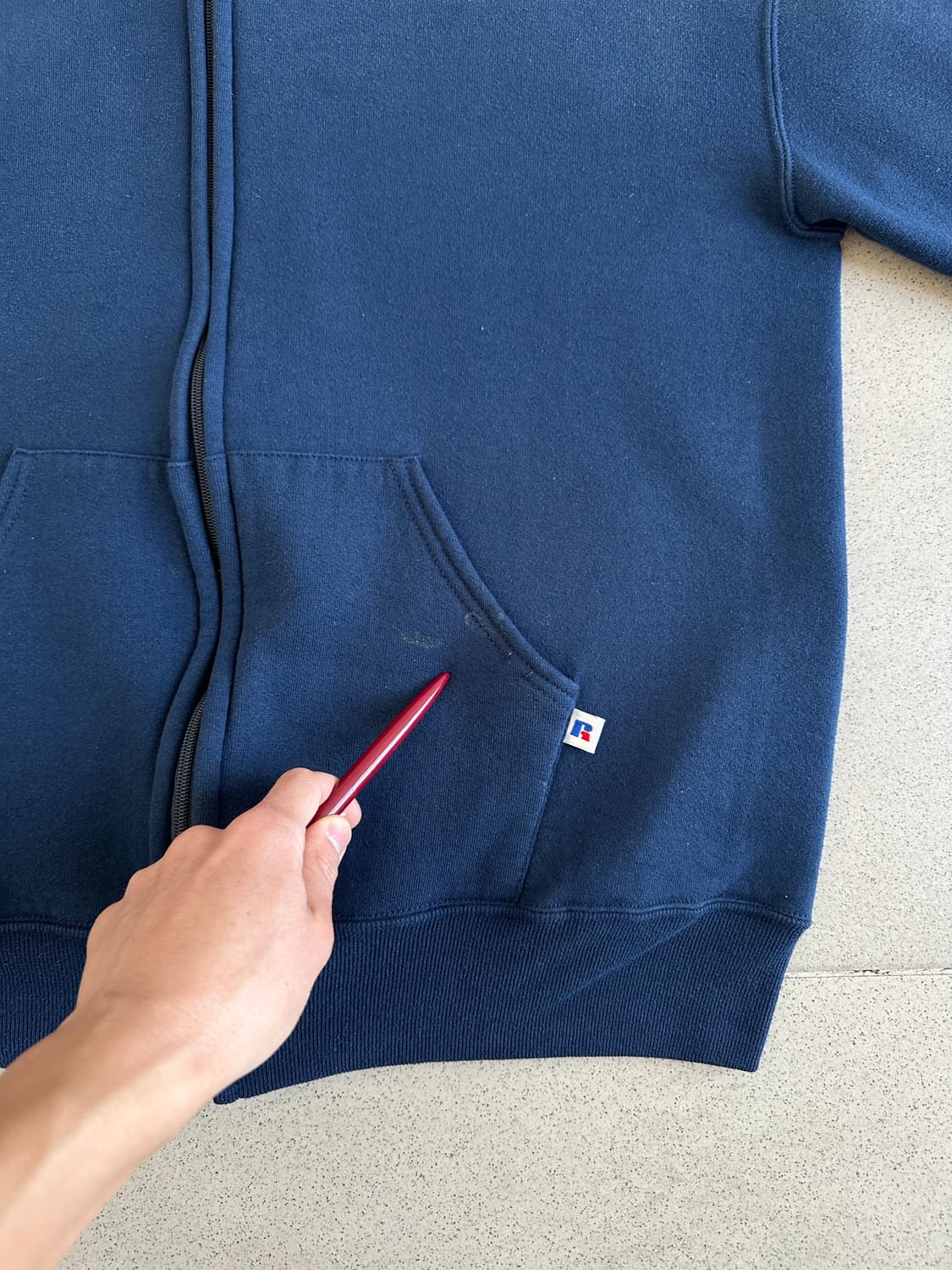 90s 빈티지 러셀 후드집업 네이비 L USA 상품이미지8