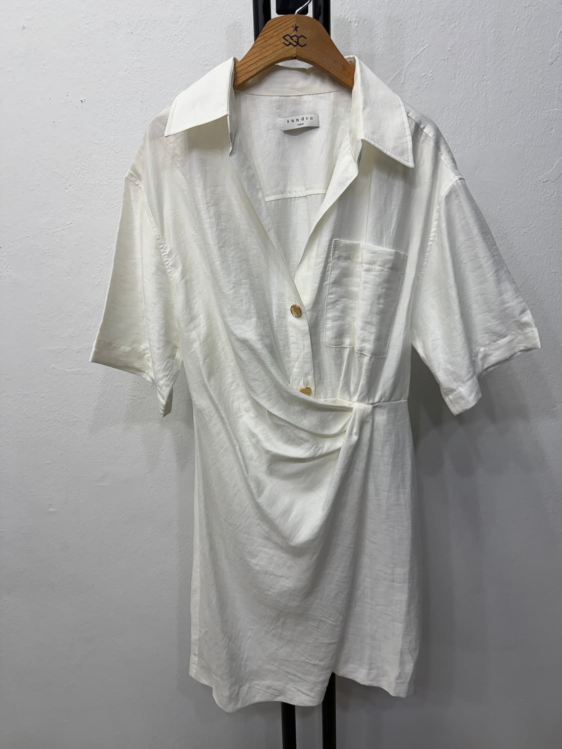 정품) 산드로 화이트 셔츠형 원피스 34 상품이미지1