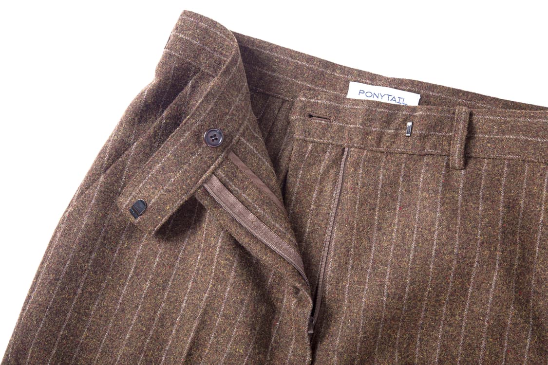 Ponytail 포니테일 70s 플레어 스트라이프 팬츠 마호가니 상품이미지5