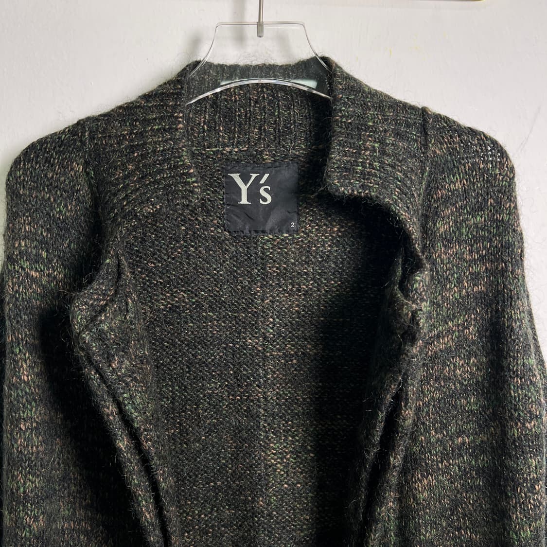 Y's 요지야마모토 카키 모헤어 오픈 롱 가디건 상품이미지4