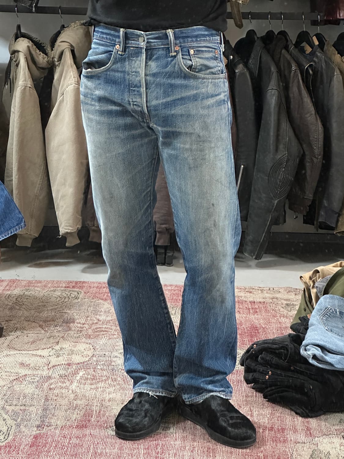 00's 리바이스 501 셀비지 데님 팬츠 하드 에이징 상품이미지3