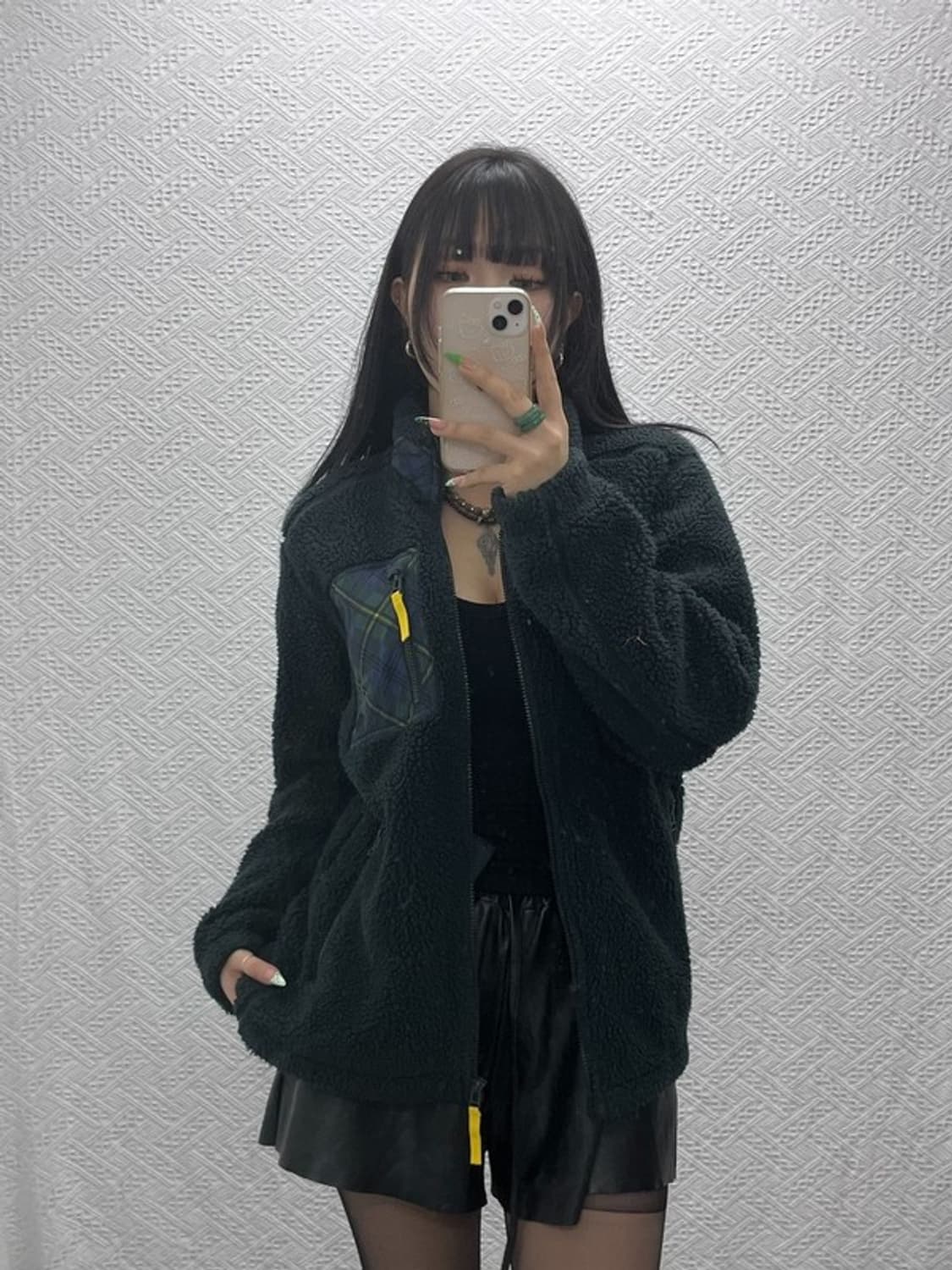 유니클로 X JW앤더슨 빈티지 체크포켓 딥그린 후리스 M C09318 상품이미지2