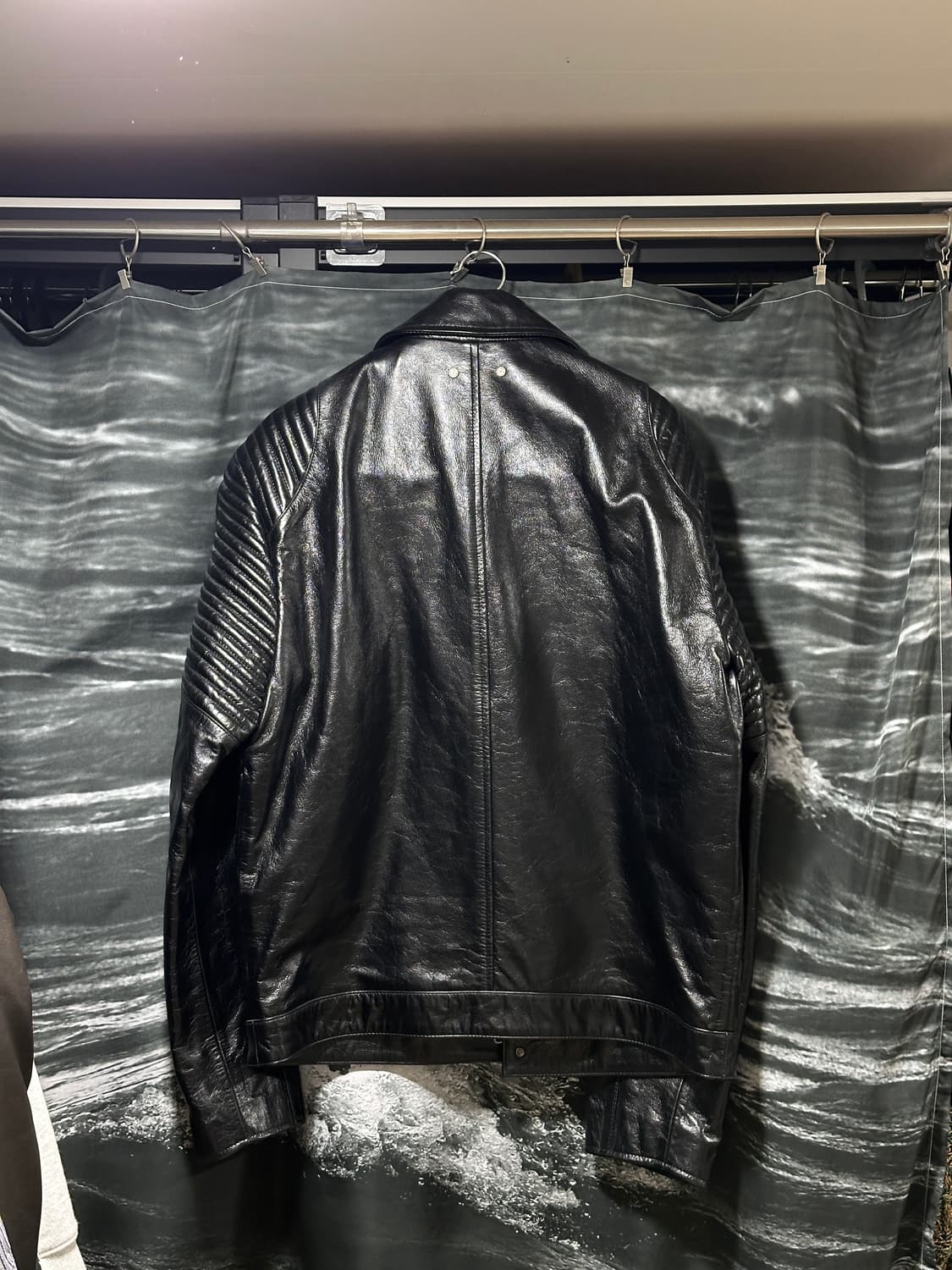 앤더슨벨 체커보드 레더 바이커 자켓 L 상품이미지5