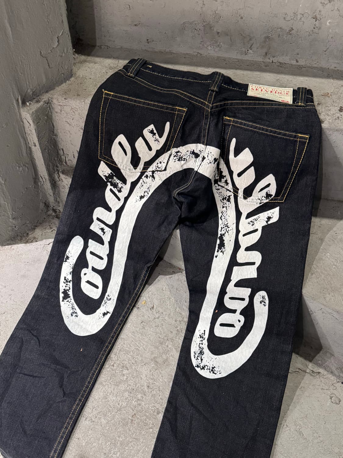 Co & Lu 셀비지 프린팅 데님팬츠 상품이미지1